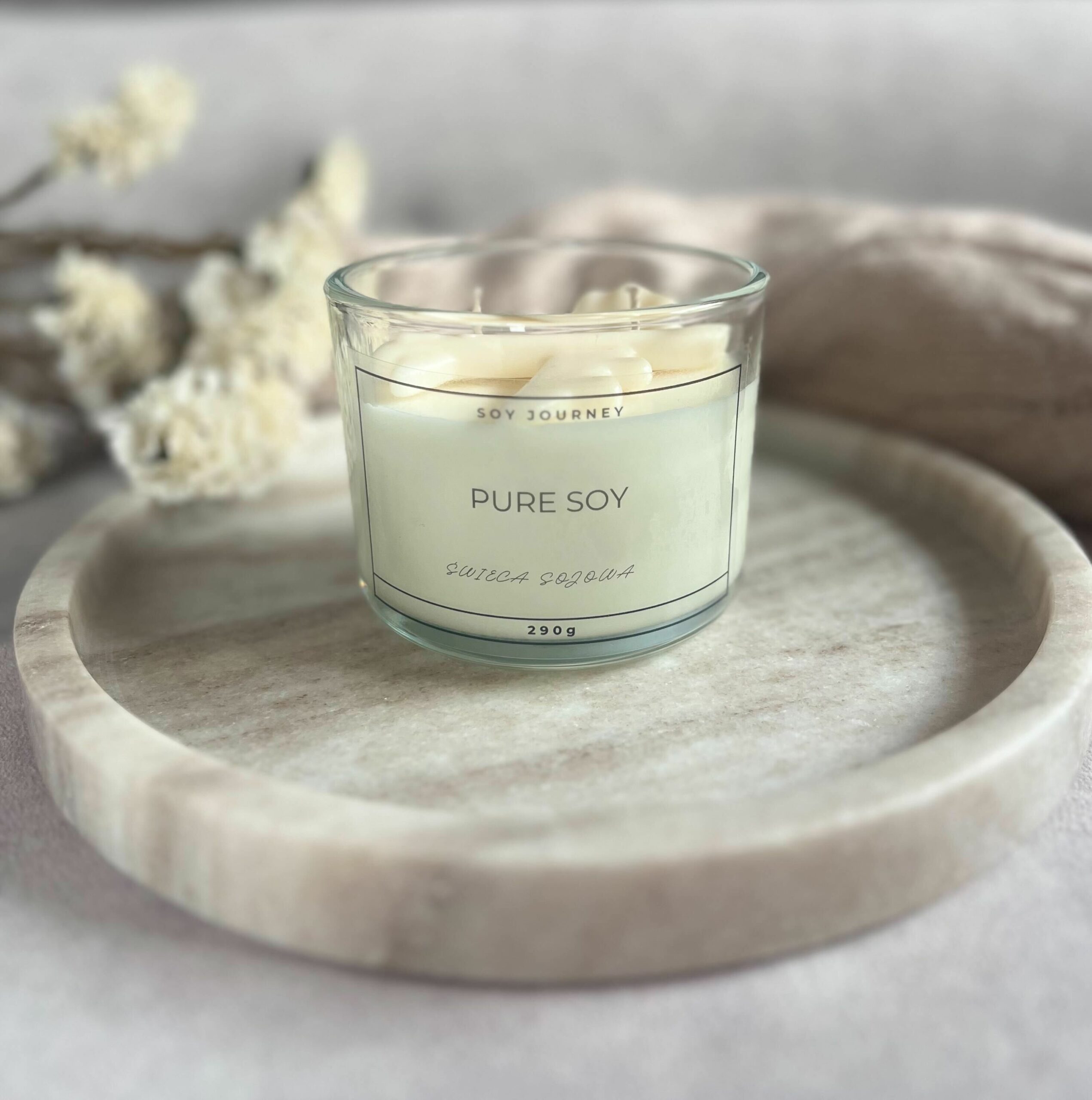 Świeca sojowa ręcznie robiona inspirowana podróżami z samolotem i chmurka - pure soy 290g